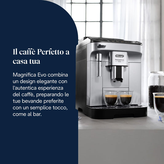 De'Longhi Magnifica ECAM292.33.SB Automatic Coffee Machine, 4 One-Touch Drinks, Silver
