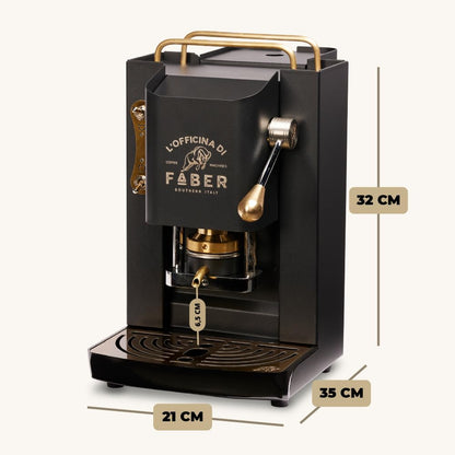 FABER Pro Deluxe ESE 44mm Pod Coffee Machine, Adjustable Brass Holder, Matte Black