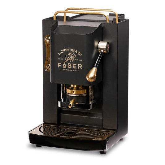 FABER Pro Deluxe ESE 44mm Pod Coffee Machine, Adjustable Brass Holder, Matte Black