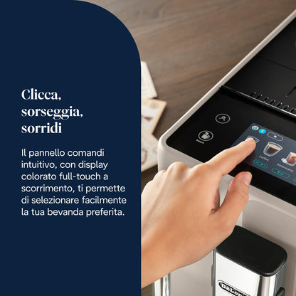De'Longhi Rivelia EXAM440.35.BG Automatic Coffee Machine, 8 One-Touch Drinks, Beige