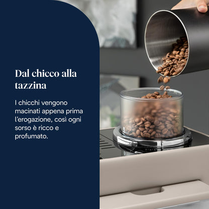 De'Longhi Rivelia EXAM440.35.BG Automatic Coffee Machine, 8 One-Touch Drinks, Beige