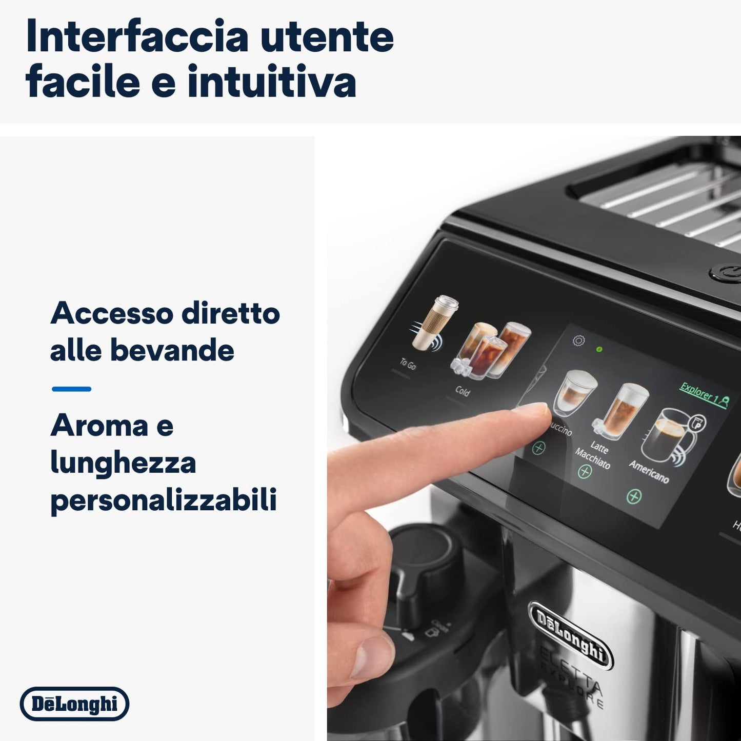 De'Longhi Eletta Explore ECAM452.67.G Coffee Machine, 50 Drinks, Cold Brew, LatteCrema