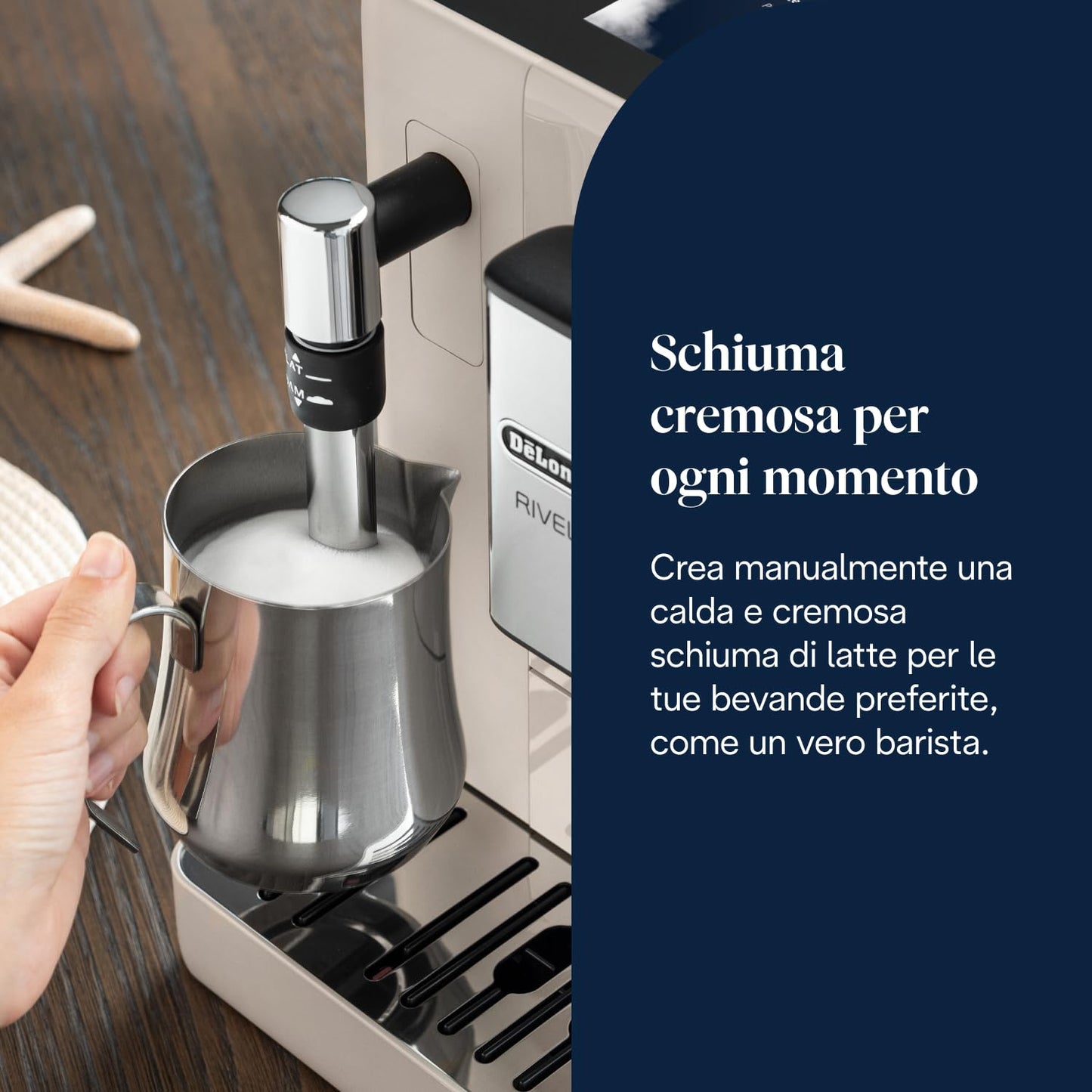 De'Longhi Rivelia EXAM440.35.BG Automatic Coffee Machine, 8 One-Touch Drinks, Beige