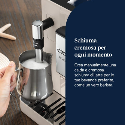 De'Longhi Rivelia EXAM440.35.BG Automatic Coffee Machine, 8 One-Touch Drinks, Beige