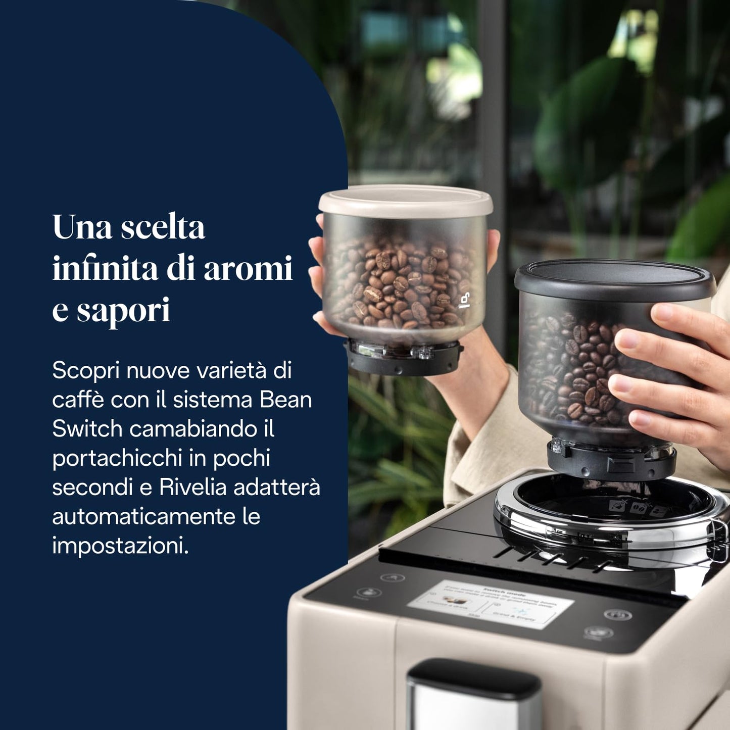 De'Longhi Rivelia EXAM440.35.BG Automatic Coffee Machine, 8 One-Touch Drinks, Beige