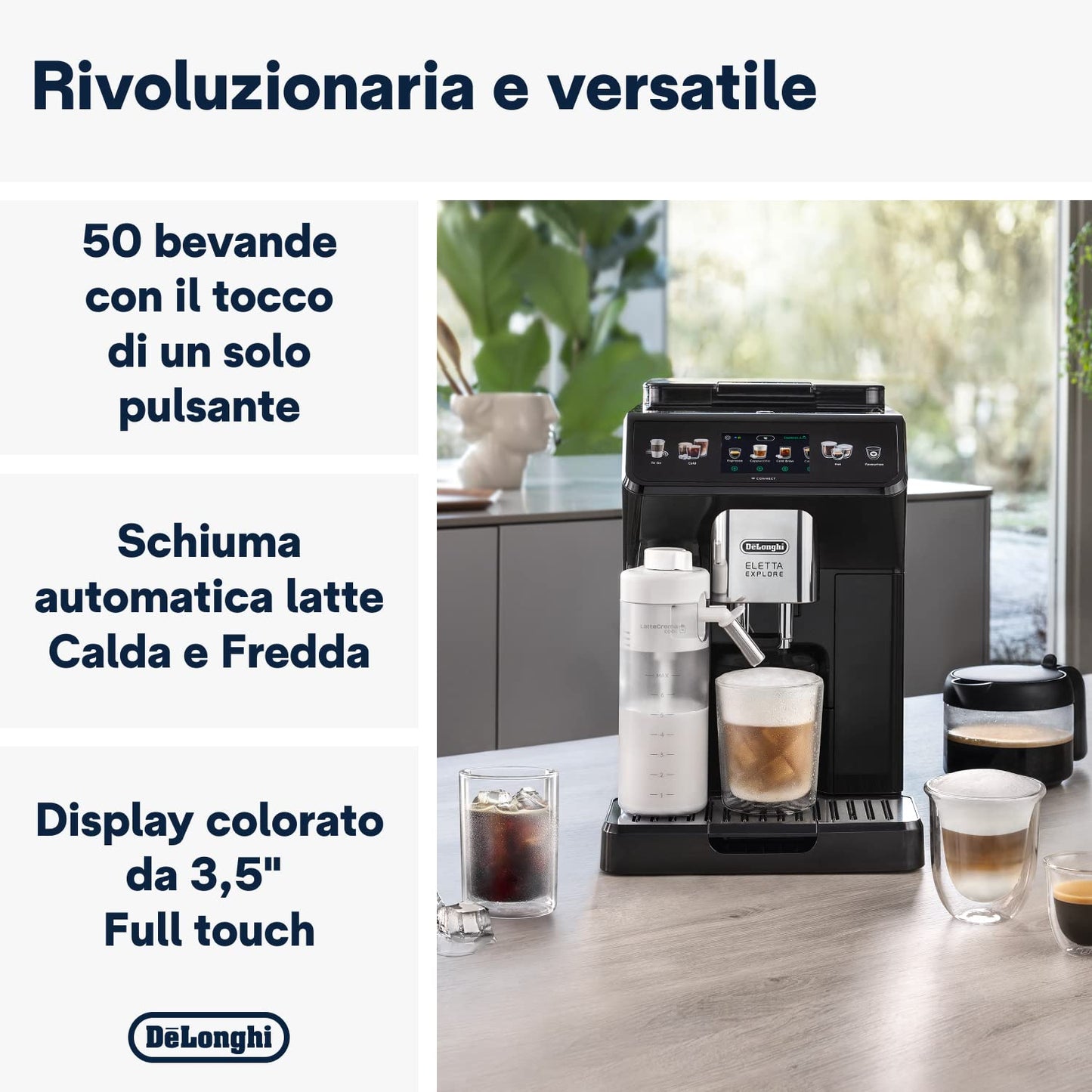 De'Longhi Eletta Explore ECAM452.67.G Coffee Machine, 50 Drinks, Cold Brew, LatteCrema