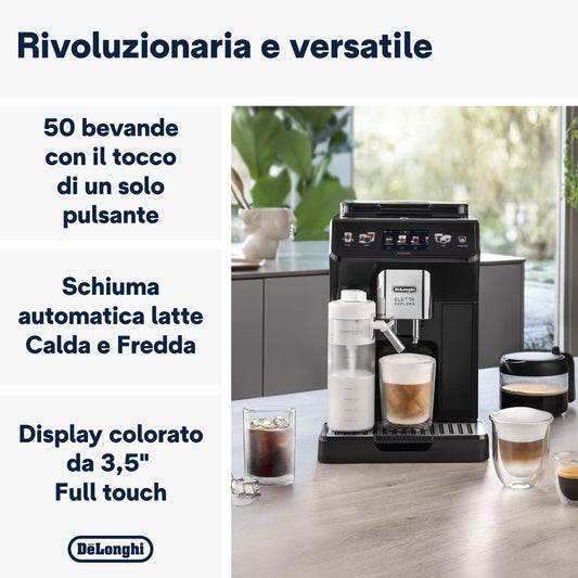 De'Longhi Eletta Explore ECAM452.67.G Coffee Machine, 50 Drinks, Cold Brew, LatteCrema